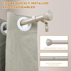 MERJULAN 1 Inch Nickel Curtain Rods for Windows 36-72 Inches - Heavy Duty Drapery Rods with Adjustable Rods and Ball Finials - Ideal Room Divider and Outdoor Rod,32"-72"