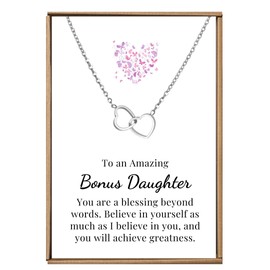 VIY Personal Card Bonus daughter gifts, Bonus daughter necklace, Step daughter gifts from stepmom, To my bonus daughter jewelry, Bonus daughter gifts from stepdad, Step daughter necklace