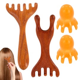 Xorim 2 Pieces Octopus Scalp Massager, Head Massage Tool with 2 Pieces Deer Antler Massage Comb