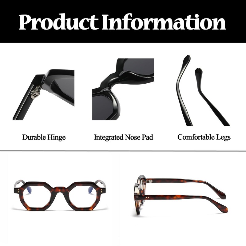 LJCZKA Blue Light Filter Glasses Men's Glasses Without Prescription Blue