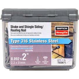 Simpson Strong-Tie T6SN71 Shake and Shingle Siding/Roofing Nail — 2 in. x .092 in. Type 316 (1 lb.)