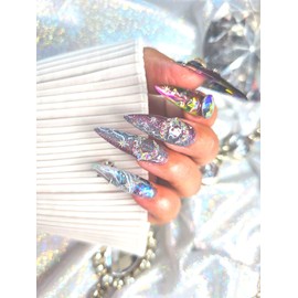  Night Sky Space Nail Nail Queen Handmade Nail Tips ✨ - Short Almond /  밤하늘우주네일네일퀸 수제네일팁 ✨ - 숏아몬드