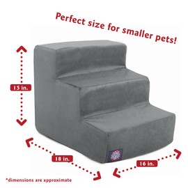 Majestic Pet 3 Step Portable Dog Stairs for Small Dogs to get on Bed Supports 25 lbs or Less – Dog Steps for High Bed with Machine Washable Cover – Pet Stairs for Cats Suede Rust