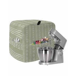 Spring Stand Mixer Dust Proof Cover with Pocket, Sage Green White Lines Vintage Texture Home Decor Waterproof Farmhouse Kitchen Mixer Accessories for Stand Mixer Coffee Maker Bread Maker 6-8 Quart