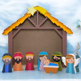 MIJOMA Beautiful Nativity Figures for Nativity Scene - Hand-Painted Wooden Figures - Perfect Christmas Decoration in Various Sets and Styles to Choose From (8 Pieces - 5 cm High)