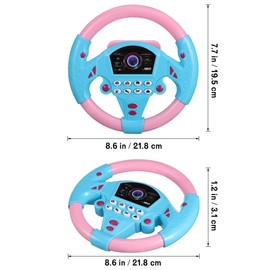 Homoyoyo 2Pcs Toy Steering Wheel for Kids, Simulated Driving Controller with Music for Car, Fake Steering Wheel Electric Early Learning Educational Toy for Boys and Girls (1Black&Yellow/1Powder&Blue)