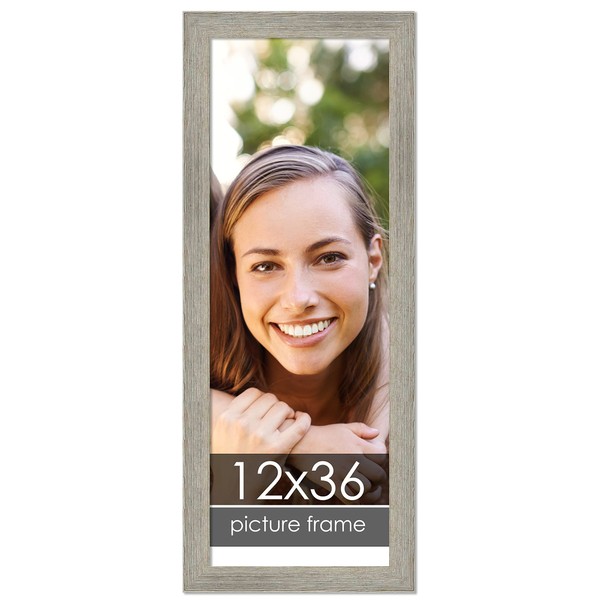 12x36 Distressed/Aged Contrast Grey Wood Picture Panoramic Frame - Picture