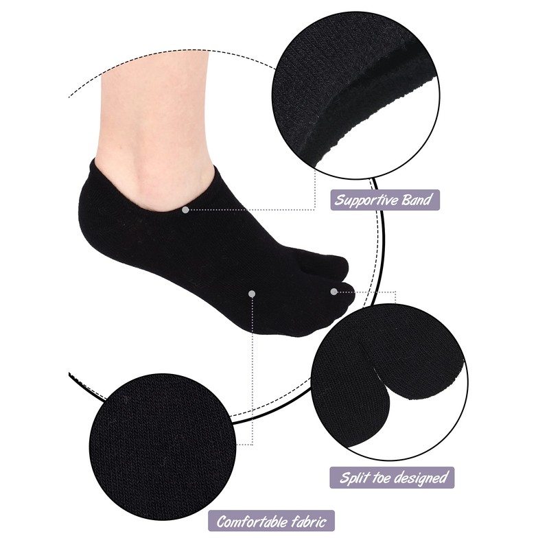 Sintege Flip Flop Socks, 4 Pairs Assorted Colors, Low Cut,