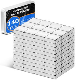 140 Pack Strong Neodymium Bar Magnets，Powerful Rare Earth Neodymium Magnets Perfect for Fridge, Garage, Kitchen, Craft, Office etc 6 x 6 x 2 mm