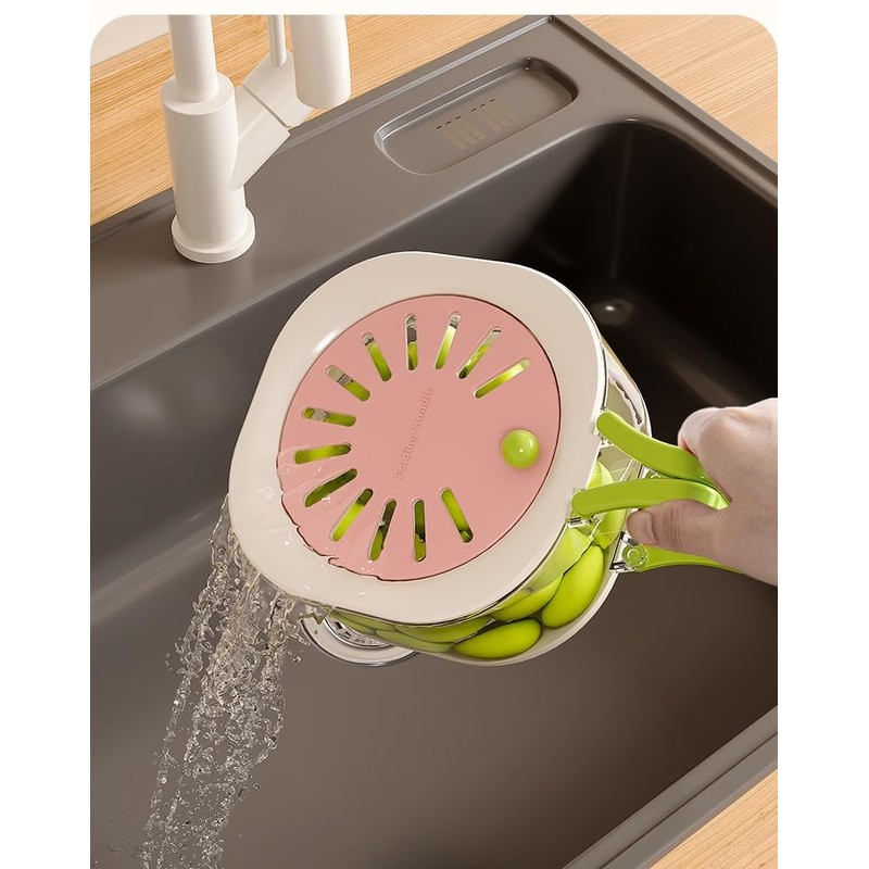 HavenLiving CollapsibleMulti-PurposeColanderStrainerSpace-Saving FoldablePlasticPastaDrainerFruit/Vegetable WashBasketKitchenFilter for SinkCookingSaladPrepSalad Washer Vegetable wash(Rasplbury Pink)
