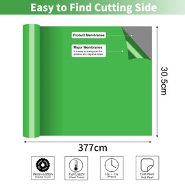 Bocguy Plotter Film Textile Rolls, 30.5 cm x 377 cm Heat Transfer Vinyl Flex Film Rolls with Plotter Tool, Plotter Vinyl Film for Iron Hot Press, T-Shirts & More Fabrics (Fruit Green)