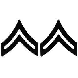 Army Corporal E-4 Pin-On Rank Black Metal - Pair