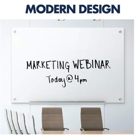 Quartet Whiteboard, Glass Dry Erase Board, Magnetic, 30" x 18", Infinity Frameless Mounting, White Surface, Accessory Tray, 1 Dry Erase Marker and 2 Glass Board Magnets (PDEC1830)