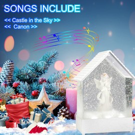 VITAKEO-Angel Musical Snow Globe - Praying Angel Statue Lights Festival Decor for Home, Mother's Day, Birthday Present,Remembrance Present,Festival Present. (7.8x5.1×2.7")
