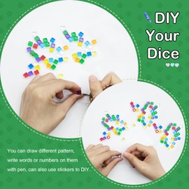 160 Pcs 8 Colors Blank Dice, 7.5mm Mini Acrylic Cubes Multi-Colored Clear Dice, Assorted Color No Hole Beads for Board Games Tabletop Gaming Dices DIY Making