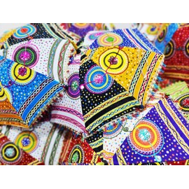 Marubhumi Indian Handmade Designer Cotton Fashion Multi Colored Umbrella Embroidery Boho Umbrellas Parasol (5 Pcs Lot)
