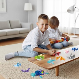 10Pcs Mini Building Blocks, Ocean Themed Blocks for Kids, Party Bag Fillers and Classroom Rewards, Toys for Creative Play