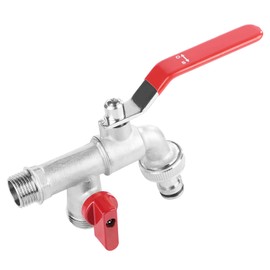 90 Degree Double Valve Tap 1/2" Brass Hot and Cold Washing Machine Tap Home Outdoor Tube Valve