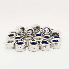 Pack of 50 Nylon Nuts M6 Stainless Steel, Hexagonal Nuts, A2-70 M6 Nuts, Hexagonal Nuts DIN985, A2 V2A Hexagonal Stainless Steel Nut Stop Nuts Lock Nuts Set, Metric Hex Nut