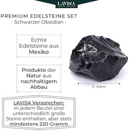 LAVISA LAVISA Wasserstein Mischung | Premium Edelsteine fr Edelsteinwasser | echte unbehandelte Natursteine, Rohsteine und Kristalle | Energiesteine, Heilsteine und Mineralsteine fr Trinkwasser (Obsidian)