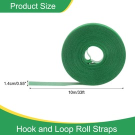 uxcell 0.55inch x 33ft Hook and Loop Roll Straps, Multi-Purpose Hook and Loop Tape with Adhesive, Cable Ties Organize Strap Fastener Roll for Home Office, Green