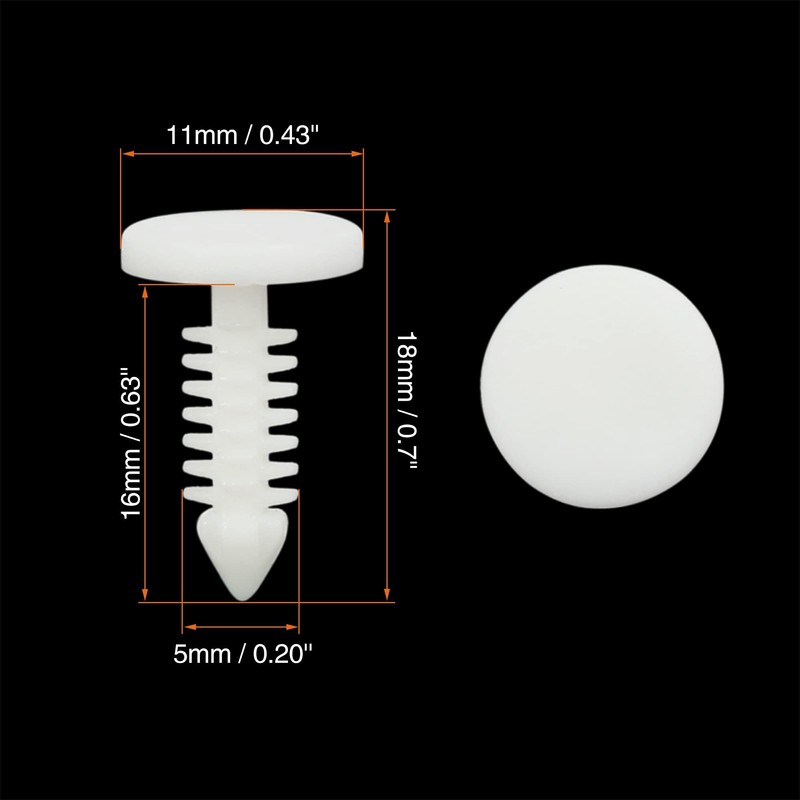 40pcs 6mm Hole Dia Plastic Bolt Rivets Fastener Mudguard Bumper