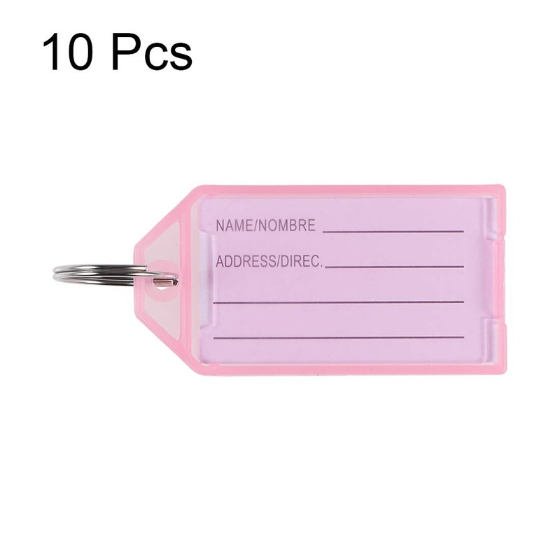 sourcing map Plastic Key Tags with Split Ring Keychain ID