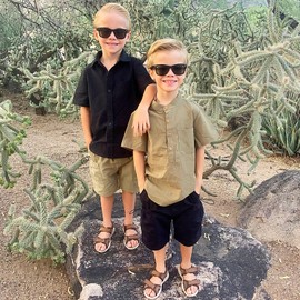 Volunboy Tollder - Pantalones cortos de verano para niños, de algodón con cintura elástica, paquete de 2 pantalones cortos, Verde y Negro, 5-6 Años