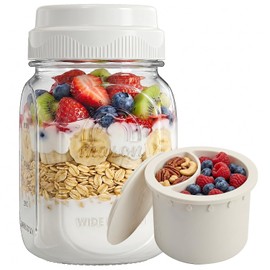 Syntic 32 Oz Glass Overnight Oats Container with Silicone Divider