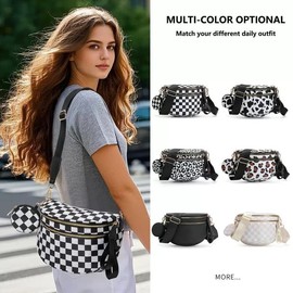 Pallocoo Checkered Crossbody Bag for Women - Nylon Sling Bags with Shoulder Strap, Wallets Purse Handbags (Blackwhite)
