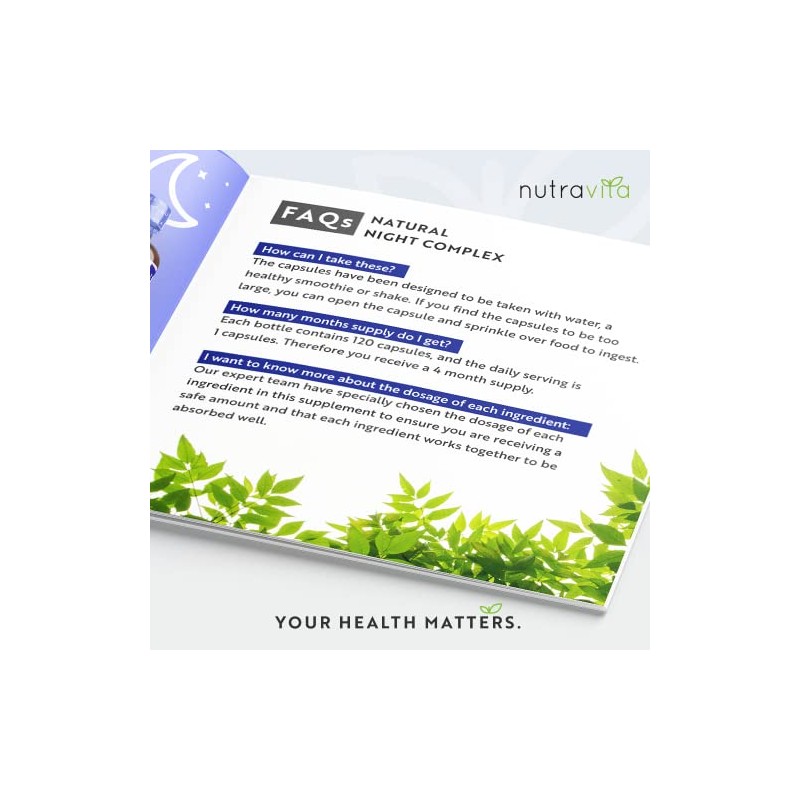 Nutravita Natural Night Complex with Magnesium – 120 Vegan Capsules