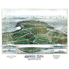 Lands End, Massachusetts - 1880 - Aerial Bird's Eye View Map Poster