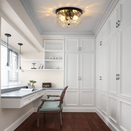 2-Light Flush Mount Ceiling Light Farmhouse Kitchen Island Ceiling Light with Bubble Glass Close to Ceiling Light Fixture for Living Room Bedroom Foyer Hallway