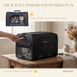 Top-Expandable Pet Carrier with Treat Pet Window,17x11x9.5 Airline Approved