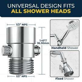 HammerHead Showers® Solid Metal Shower Head Shut Off Valve - Chrome - Brass Shower Head Valve Reduces Flow To A Trickle - Universal Shower Shut Off Valve - Plumbing Code Compliant