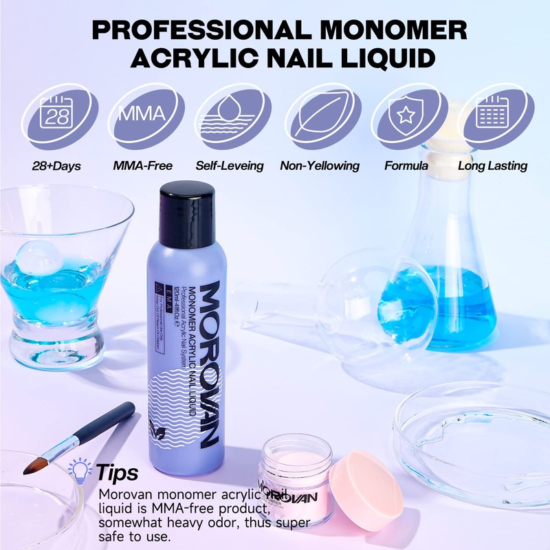 Morovan Monomer Acrylic Nail Liquid 4 oz: Acrylic Liquid Monomer