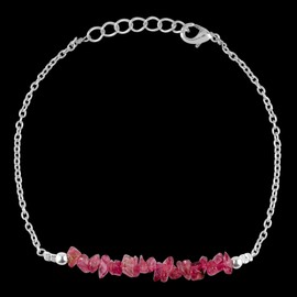 Gempires Natural Pink Tourmaline Bracelet, Pink Crystal Bracelet, Gift for Her, October Birthstone Jewellery, 7+1 inch Adjustable Silver Plated Chain