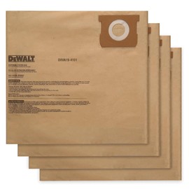 4 PACK DEWALT Dust Bags DXVA19-4101, DEWALT Vacuum Bags for 6-10 Gallon Wet/Dry Vacuum, Shop Vac Bag Compatible with DXV06P DXV09P DXV09PA DXV10P DXV10PL DXV10S DXV10SA DXV10SB
