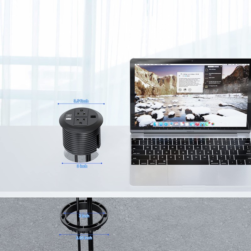 Desktop Power Grommet 3 inch, Desk Power Outlet Socket Recessed