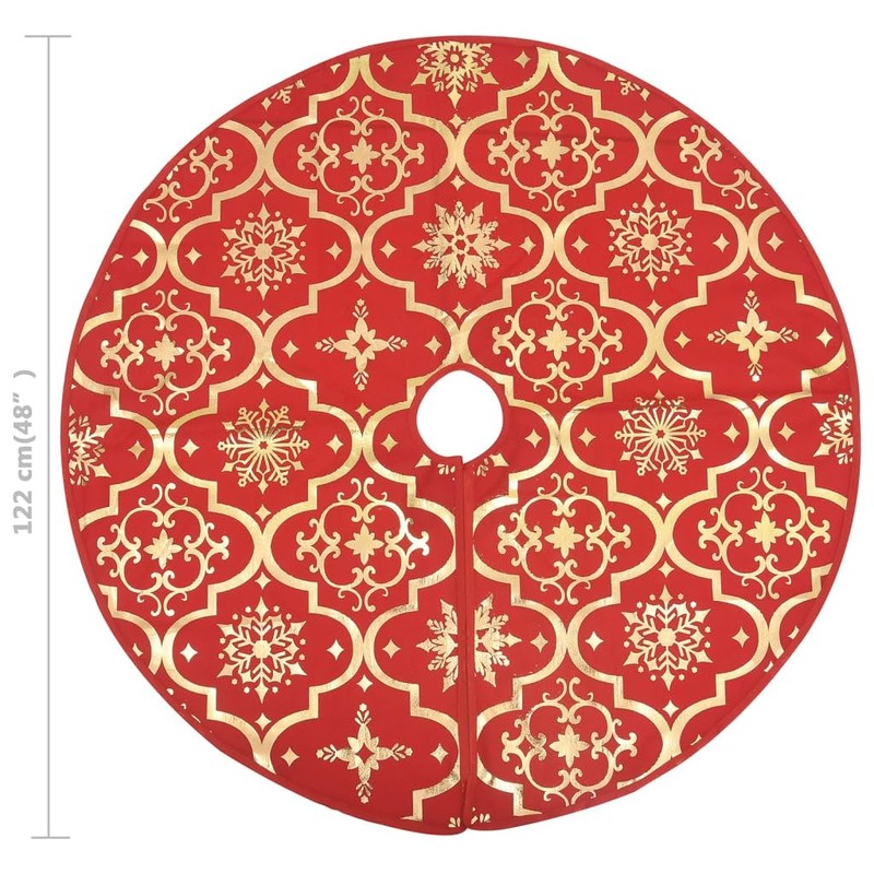 "vidaXL Luxury Christmas Tree Skirt with Sock - Red Fabric,