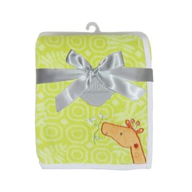 Danica Super Soft Coral Fleece Baby Blanket, 40" X 30" Cozy, Comfortable & Warm (Lemon Green Giraffe)