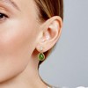 14K Gold Plated Green Jade Teardrop Earrings with Pearl Studs