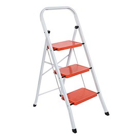 LUISLADDERS Step Ladder Folding 3 Step Ladder with Handgrip Anti-Slip Sturdy and Wide Pedal Multi-Use Ladder for Kitchen Household Office 330lbs