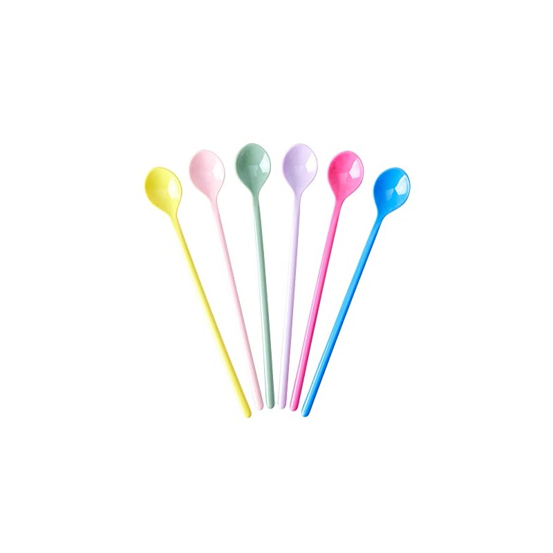 Rice Latte Spoons Melamine Set of 6 Multi-Coloured