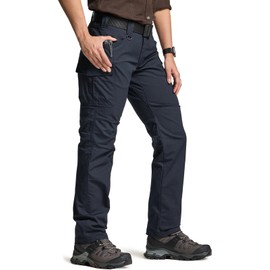 CQR Women's Flex Stretch Tactical Pants, Water Resistant Ripstop Work Pants, Outdoor Hiking Cargo Pants with Pockets, Vanguard Operator Navy, 8