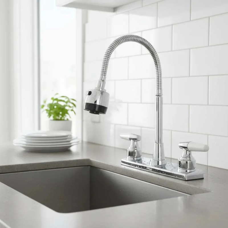Llave MEZCLADORA GEENARY Para Mesa CROMADA Cuello Flexible Cocina