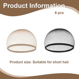 6 Stück Haarnetz Nylon Wig Cap Haarnetz für Perücken Dehnbare Atmungsaktive Perücke Kappen Perückennetz Unterziehhaube Elastische Perücken Zubehör für Partys Ballett Bun Schlafende Frauen