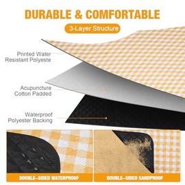 G GOOD GAIN Mantas de Picnic para Exteriores Extra Grandes - 80"x80" Manta de Picnic Portátil Impermeable, Lavable a Máquina de 3 Capas Alfombra de Parque Plegable con Respaldo a Prueba de Arena para