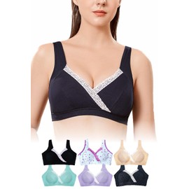 Lino Ulu 2-piece Set x Nursing Bra Born from Mom's Voice [Wireless, Cross Open Cloth, Comfortable to Wear x Extension Hook and Interchangeable Pads] Nursing Bra, Large Size, Maternity Bra, Sag