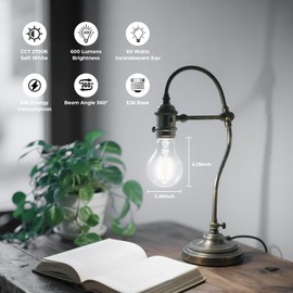 GvvooHome Dimmable E26 LED Bulb 6W Equal 60 watt, A19 Clear Glass LED Light Bulb 5000K Daylight, Vintage LED Edison Bulbs for Ceiling Fan, 90+CRI, 600LM, 4 Pack